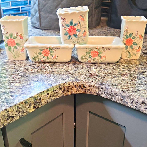 Vtg floral ceramic set 5 - set, of